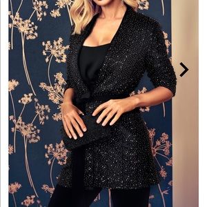 HARRIS SEQUIN OPEN-FRONT BLAZER
